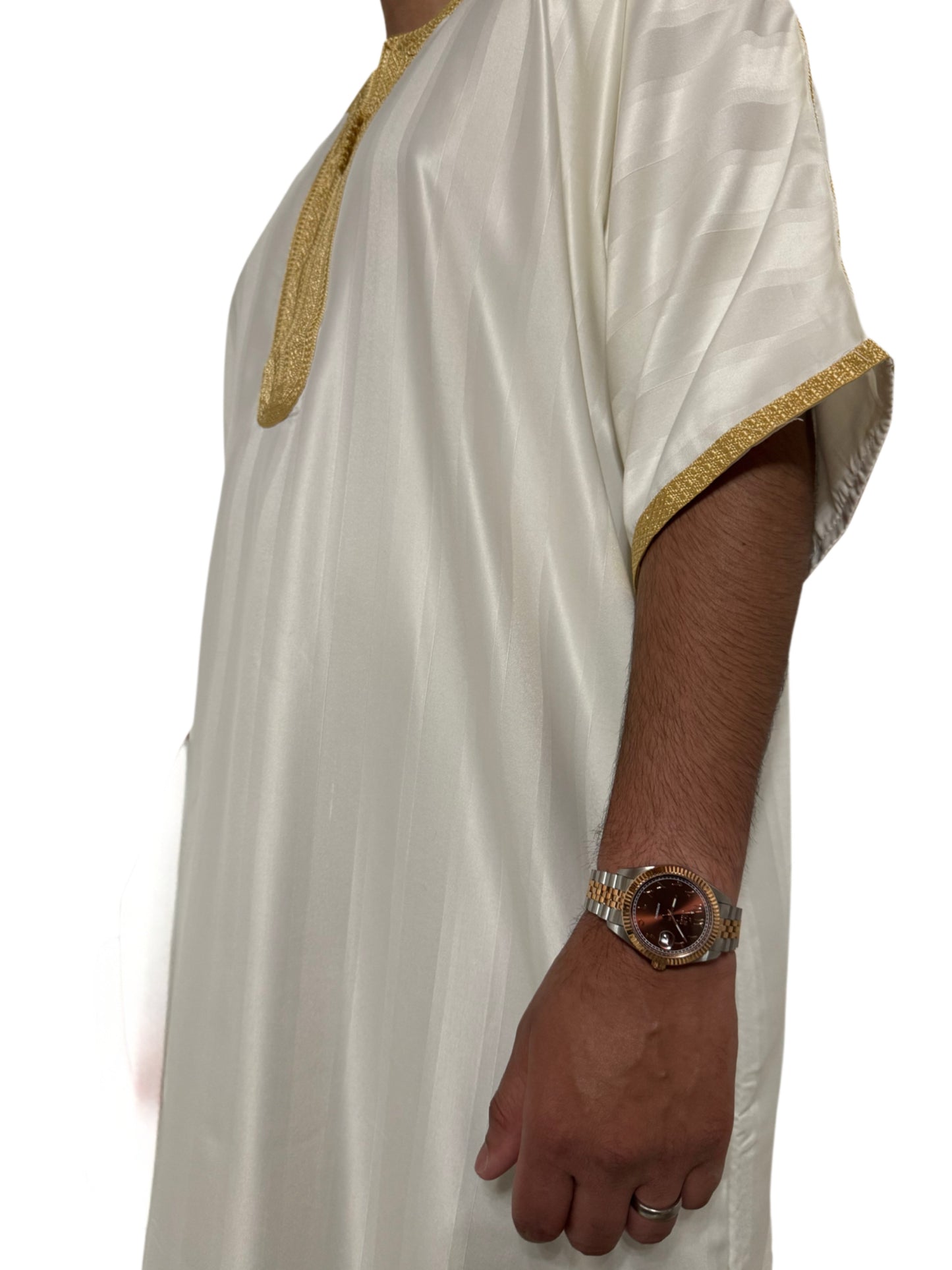 Off white (Gold Embroidery) Moroccan Gandoura Thobe