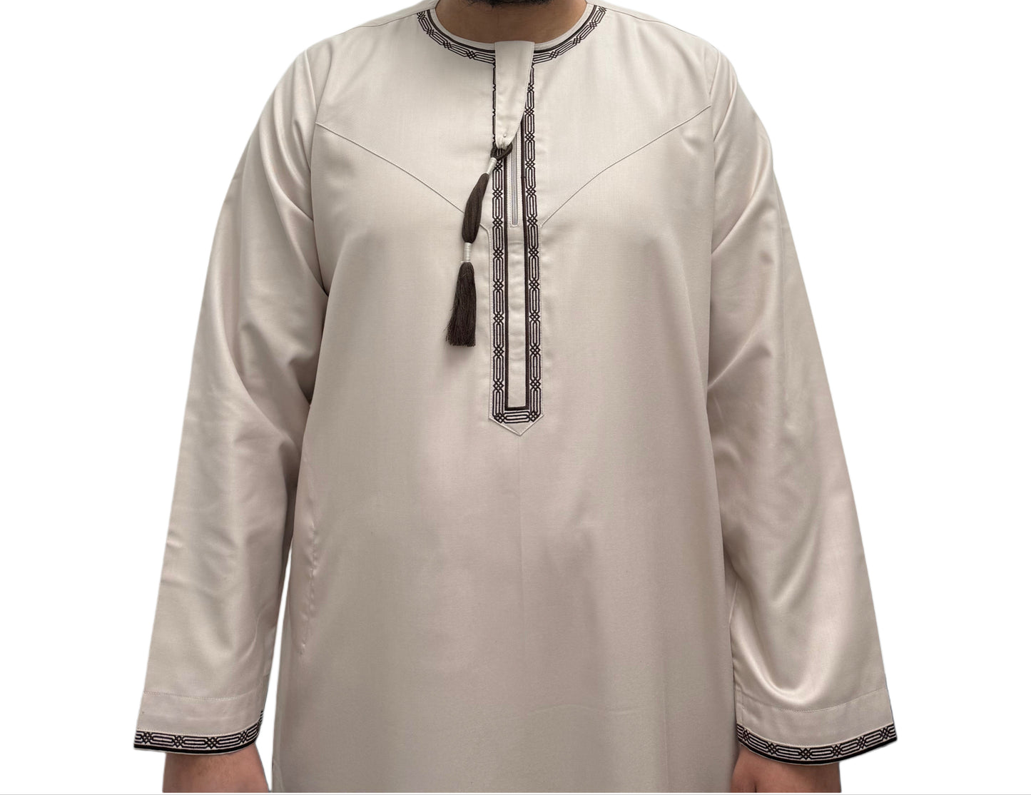Light Brown Embroidered Omani Thobe