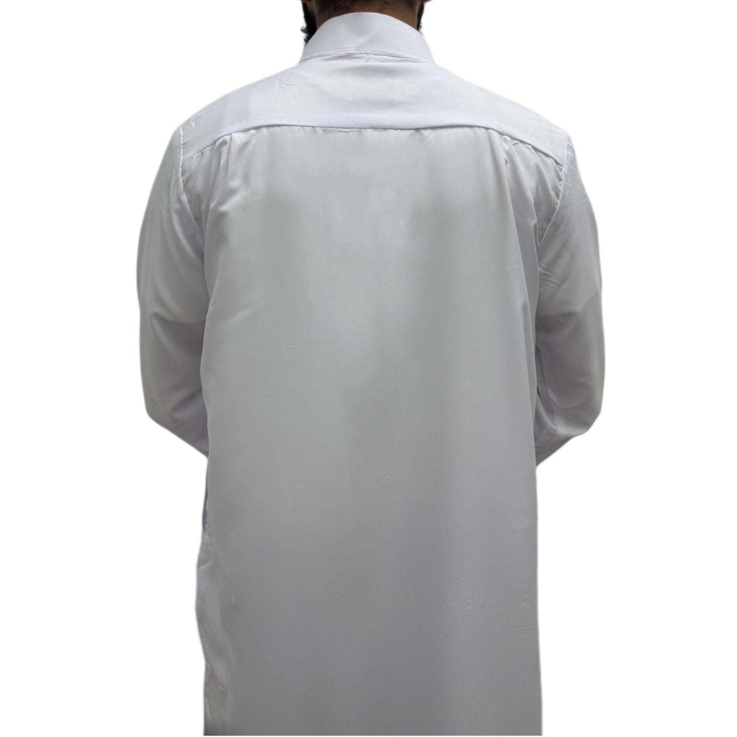 White Saudi Thobe Sahara Styles Back View