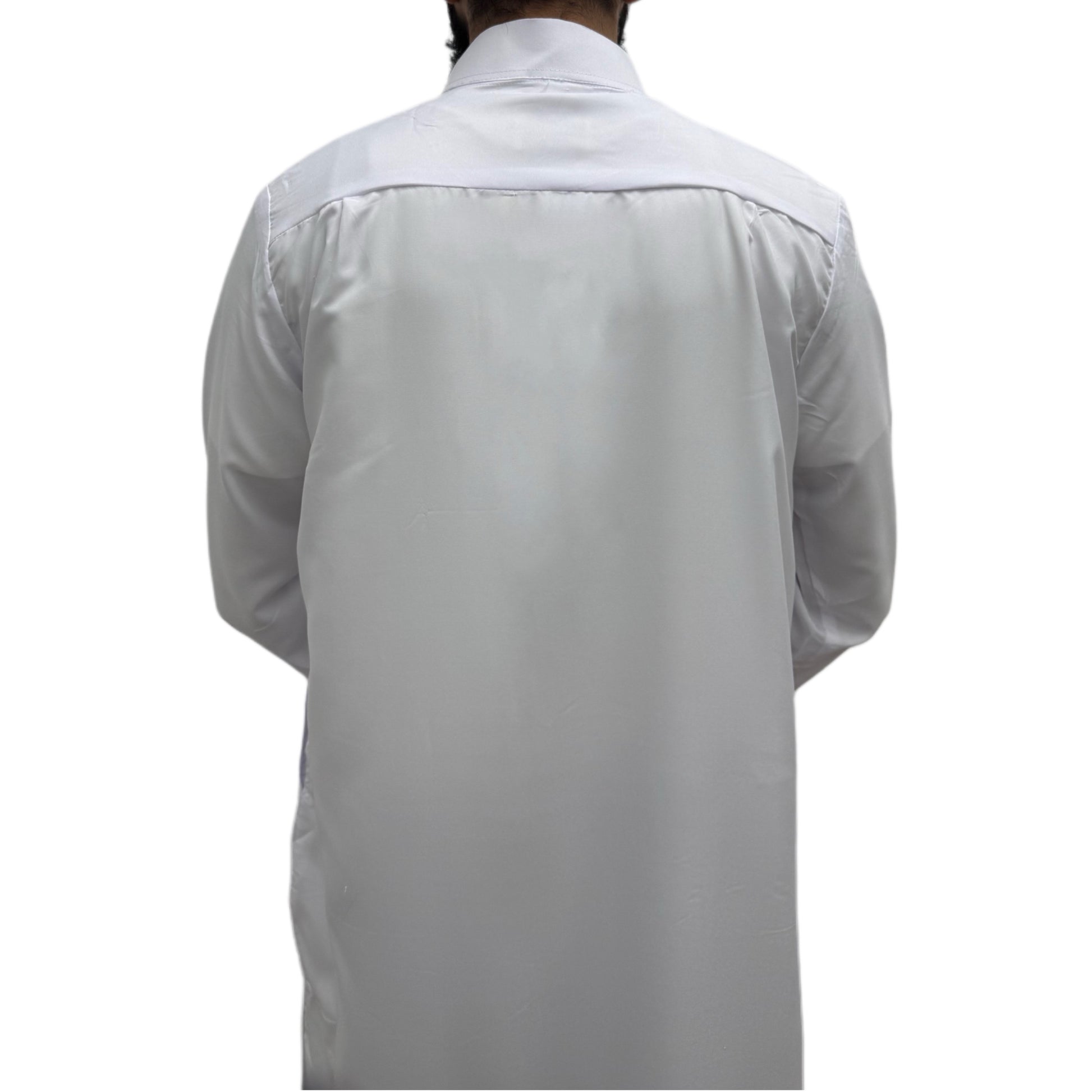 White Saudi Thobe Sahara Styles Back View