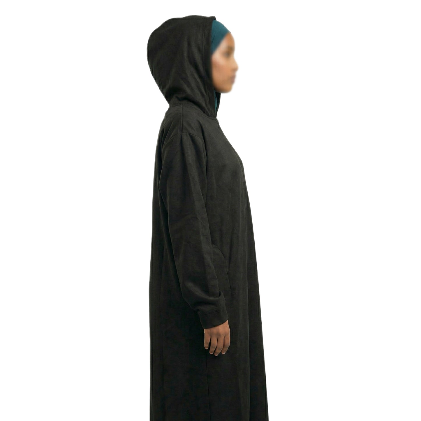 Black Hooded Suede Women’s Abaya