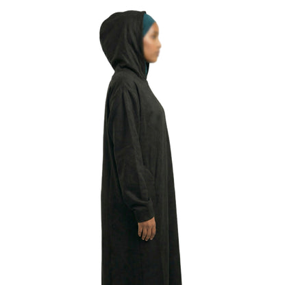 Black Hooded Suede Women’s Abaya