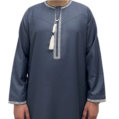 Blue Grey Omani Thobe Sahara Styles