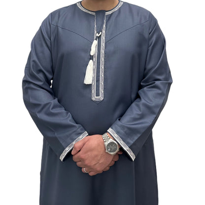 Blue Grey Omani Thobe Sahara Styles