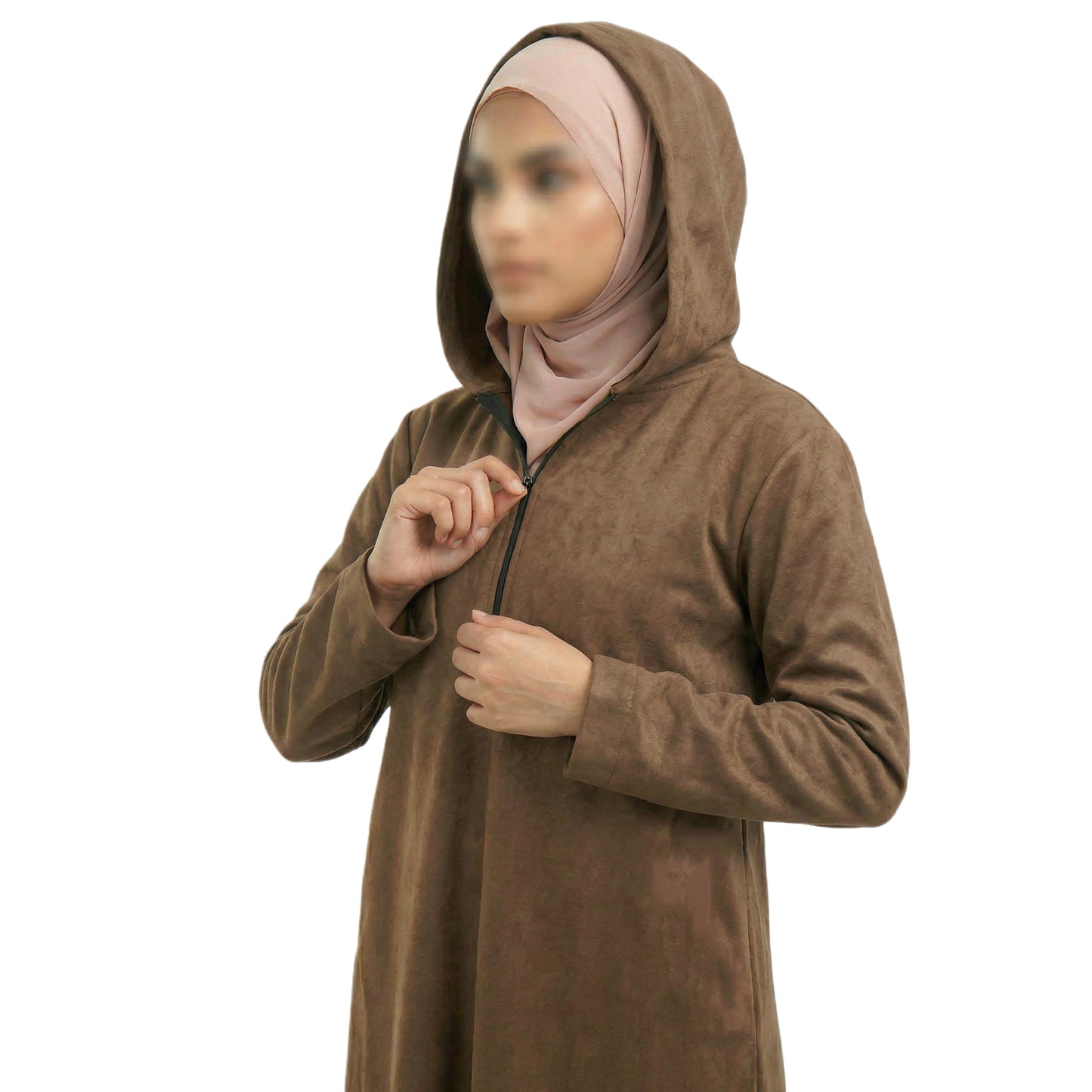 Brown Hooded Suede Women’s Abaya