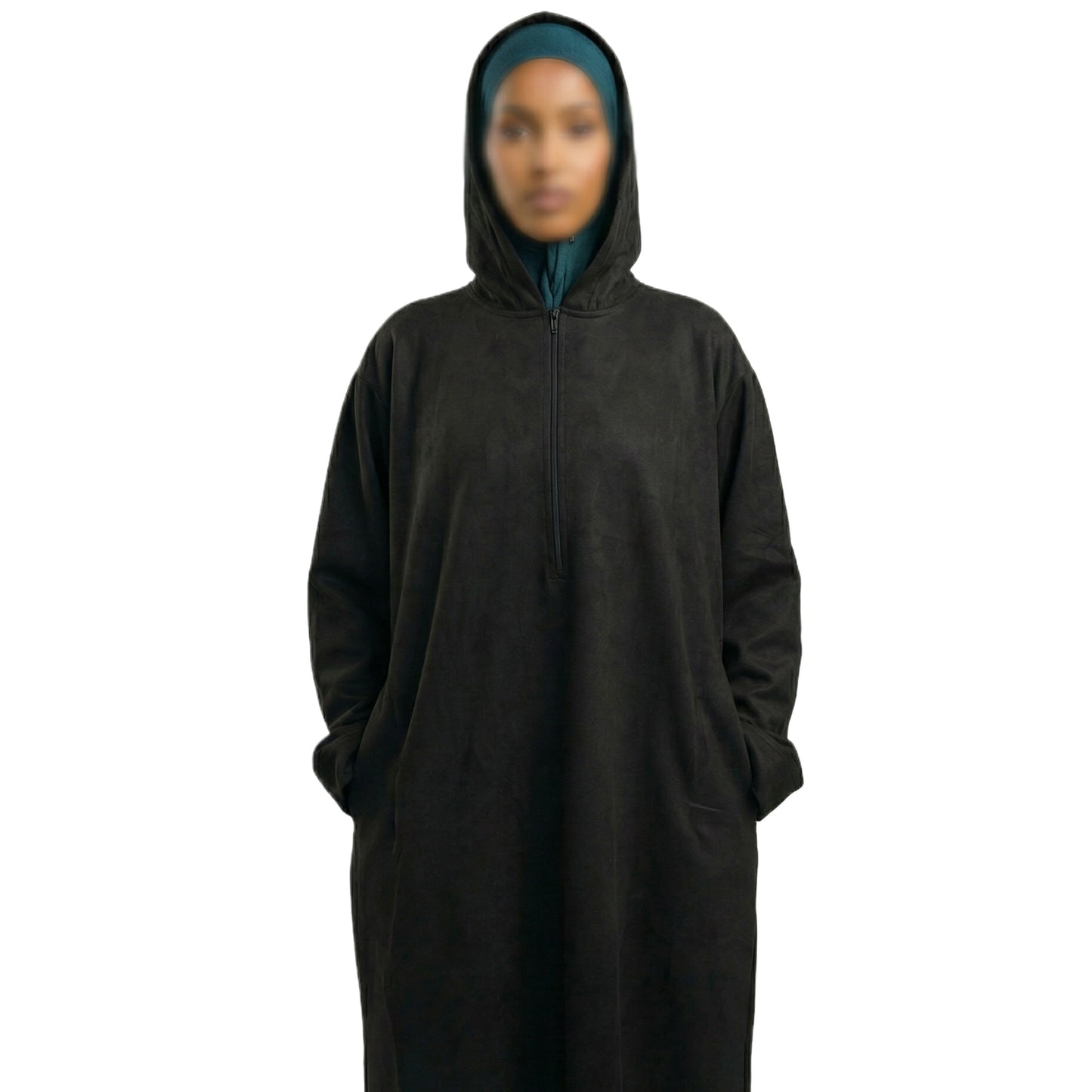 Black Hooded Suede Women’s Abaya