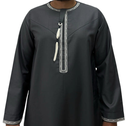 Charcoal Grey Omani Thobe Sahara Styles