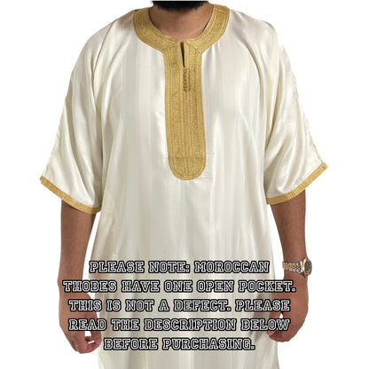 Off white (Gold Embroidery) Moroccan Gandoura Thobe