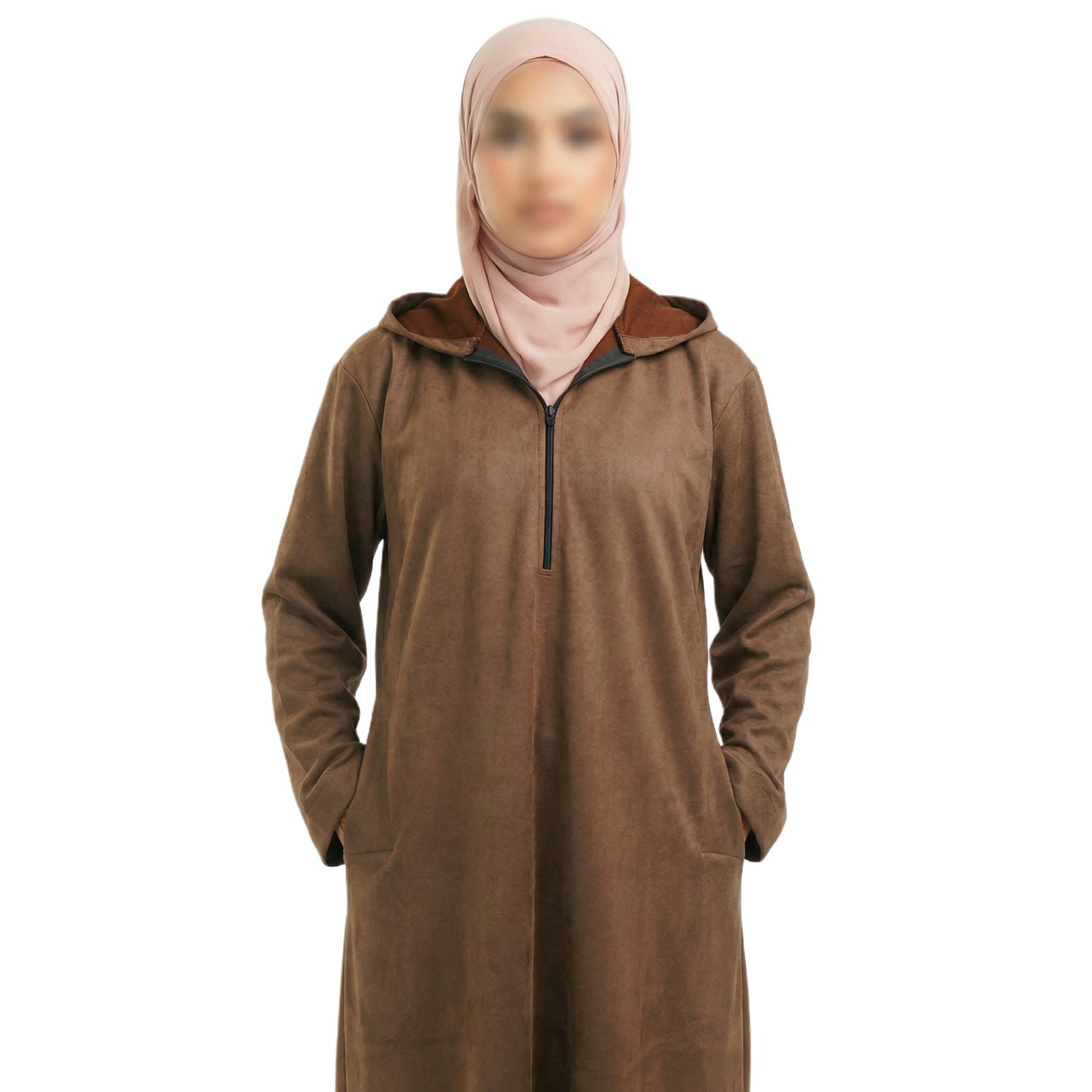 Brown Hooded Suede Women’s Abaya