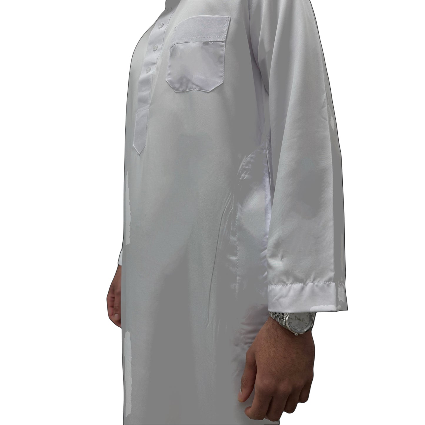 White Saudi Thobe Sahara Styles Side View