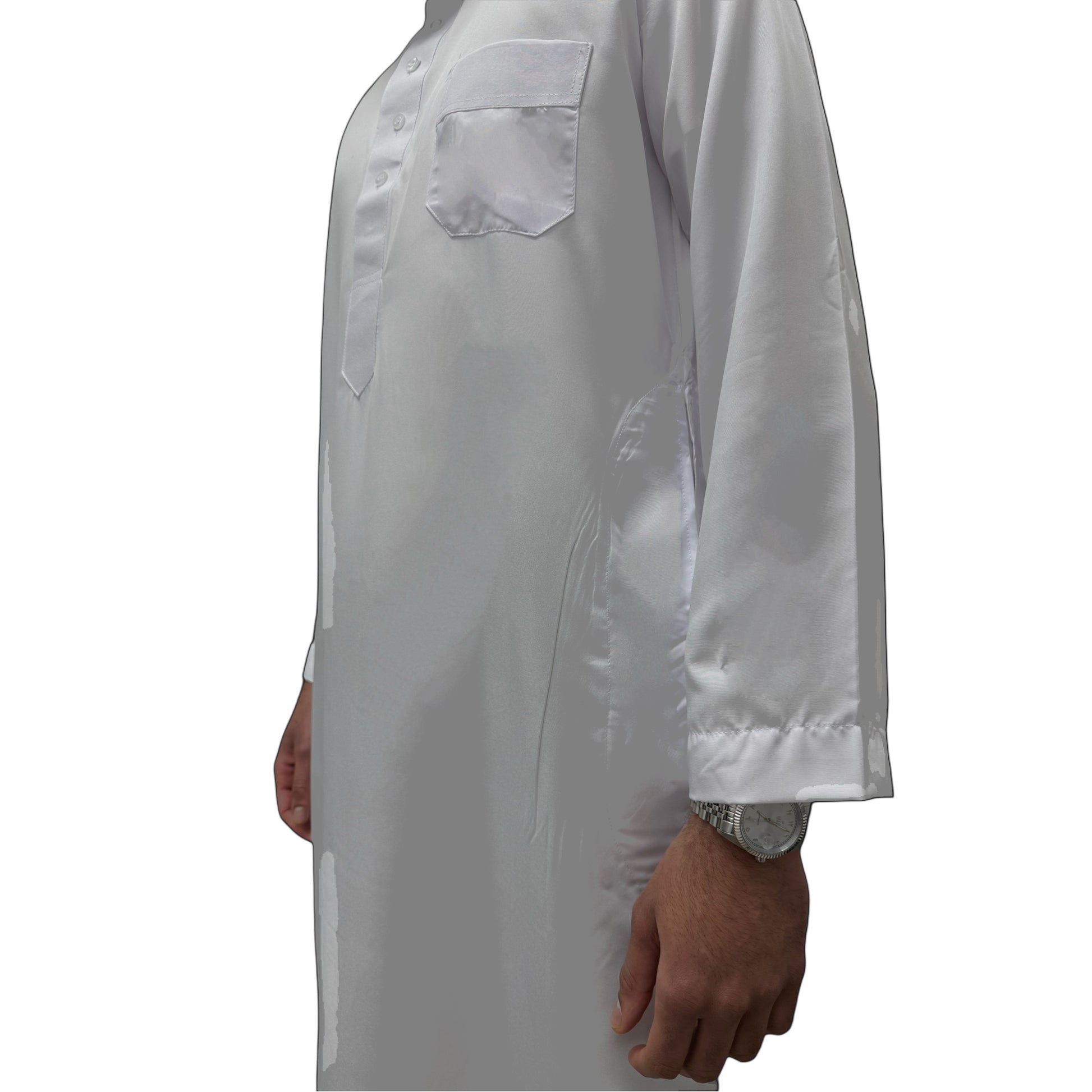 White Saudi Thobe Sahara Styles Side View