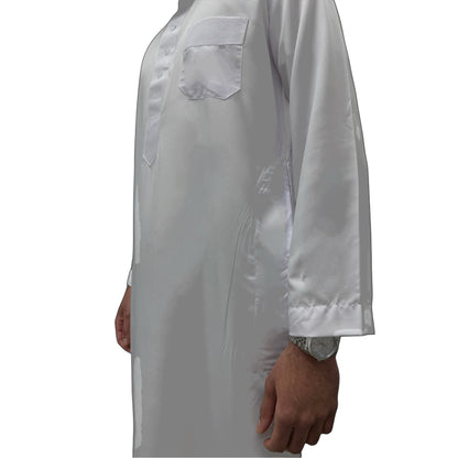 White Saudi Thobe Sahara Styles Side View