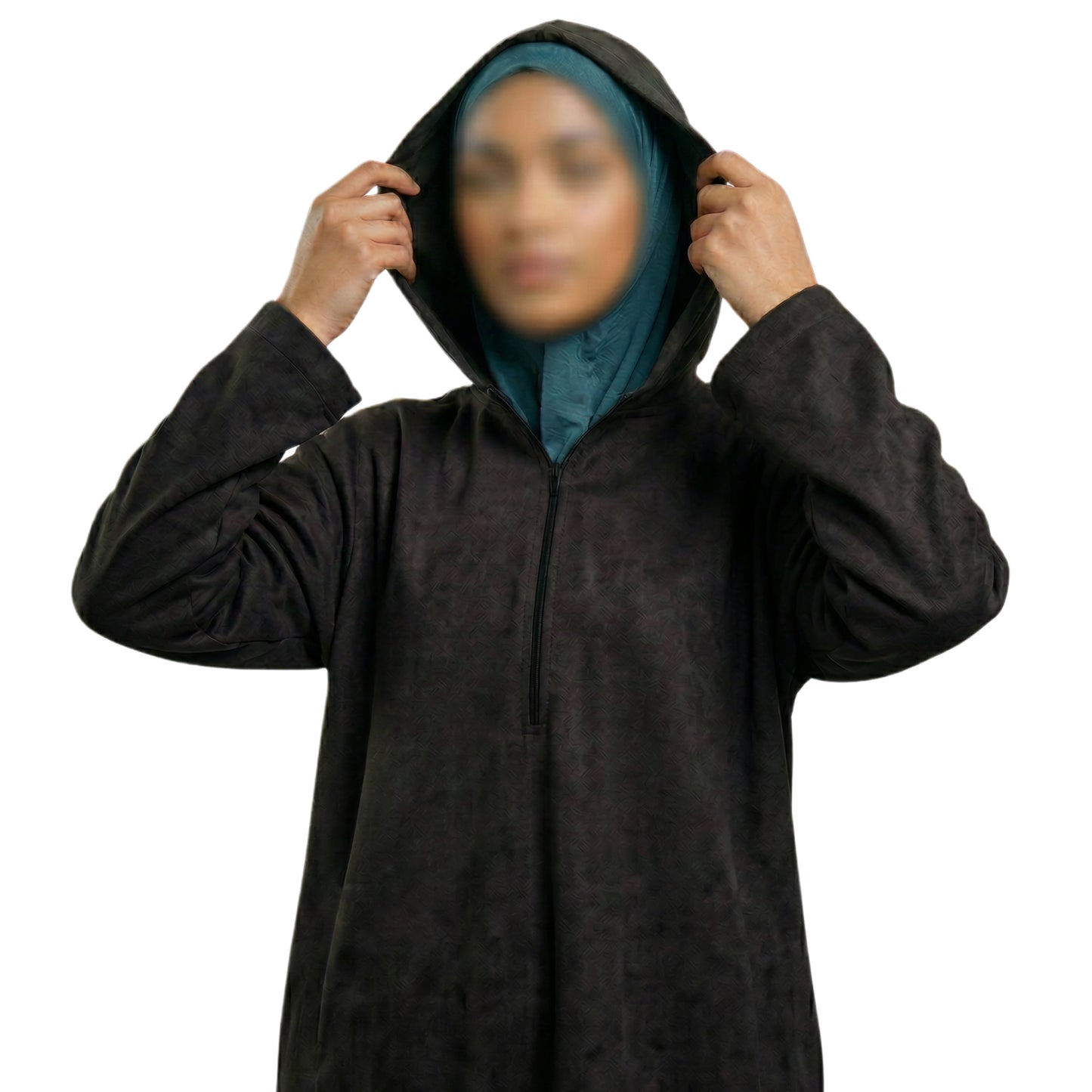 Black Hooded Suede Women’s Abaya