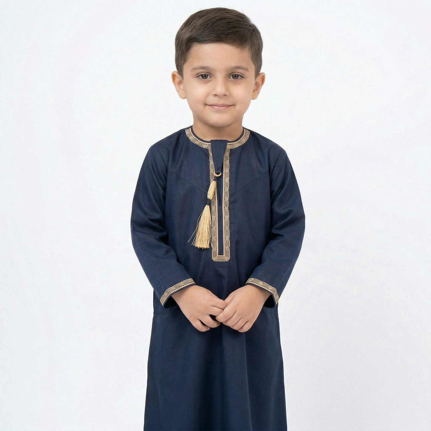 Navy Blue Kids Omani Embroidered Thobe (Copy)